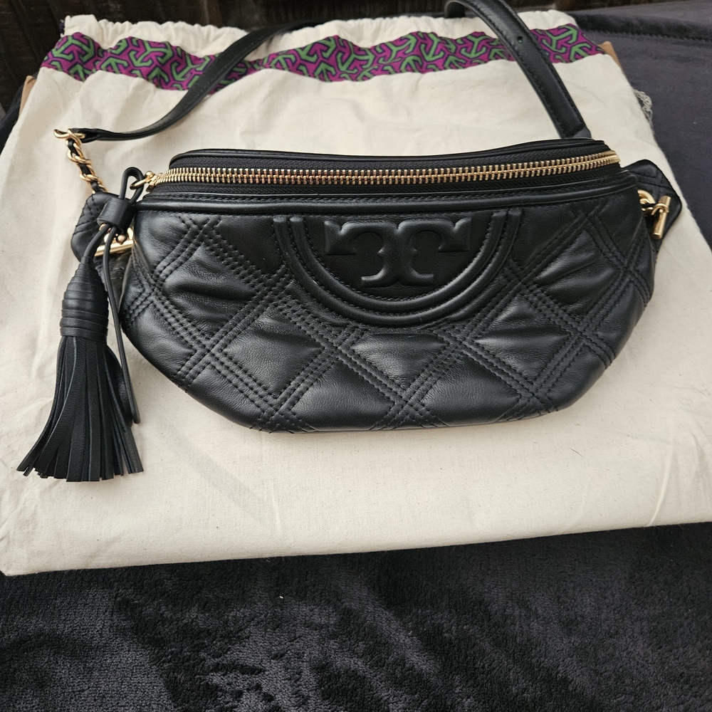 Tory Burch Black Quilted Leather Belt Bag